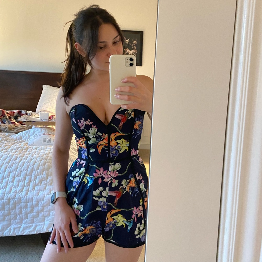 LF Angel Biba Navy Floral Romper Jumper (FITS LIKE SIZE 2/4)